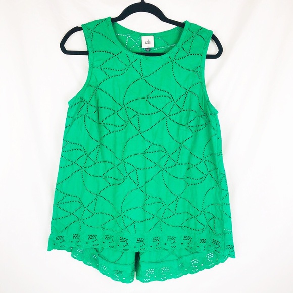 CAbi Tops - Cabi Gemma Green Eyelet High-low Tunic Small